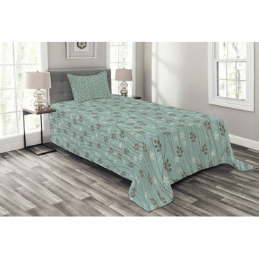 Details about   Rowan Quilted Bedspread & Pillow Shams Set Warm Colors Autumn Season Print
